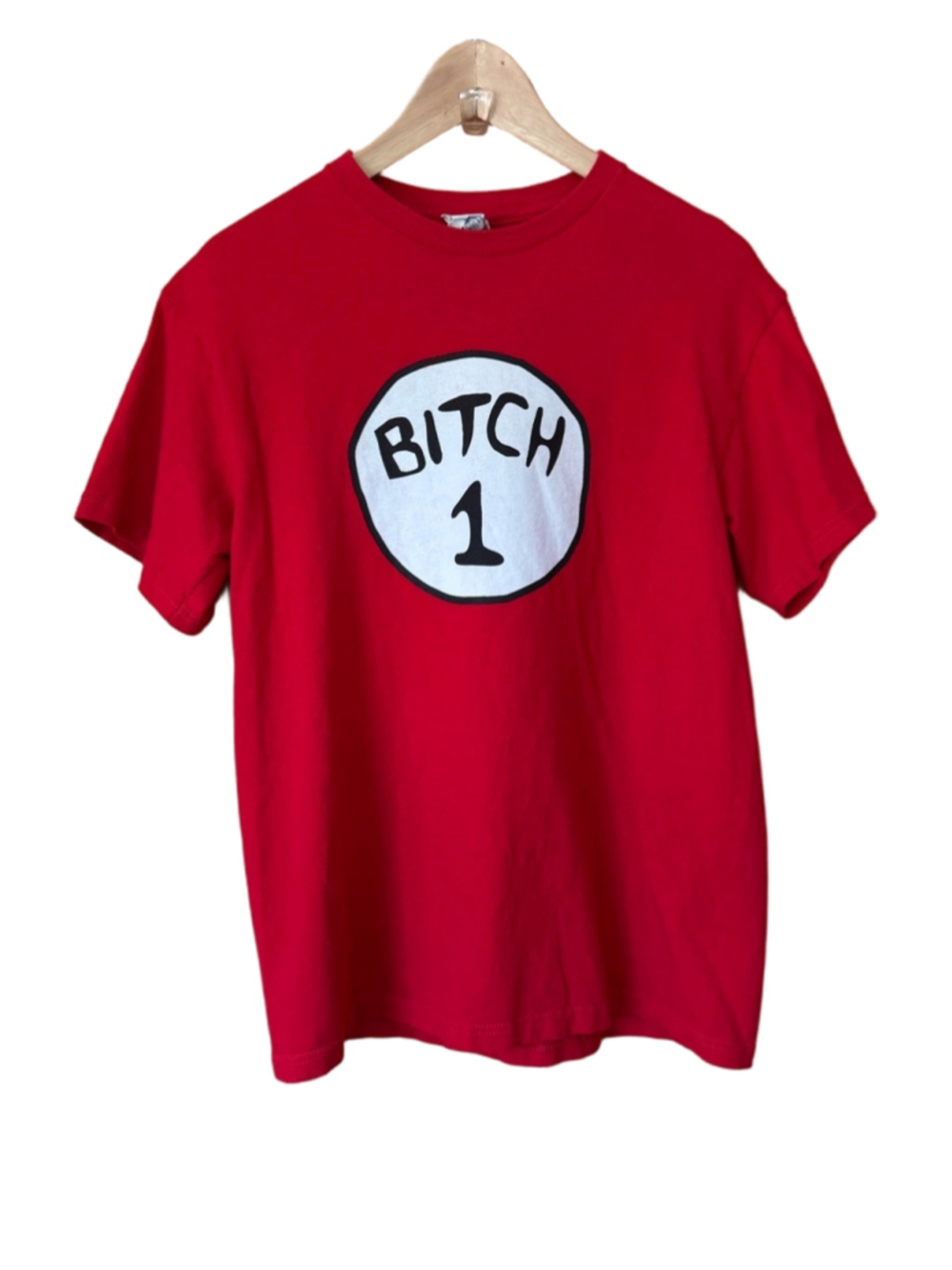Bright Red 'Bit€h 1' Graphic Tee size medium